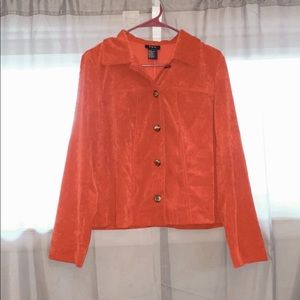 Red casual 80s style button down top